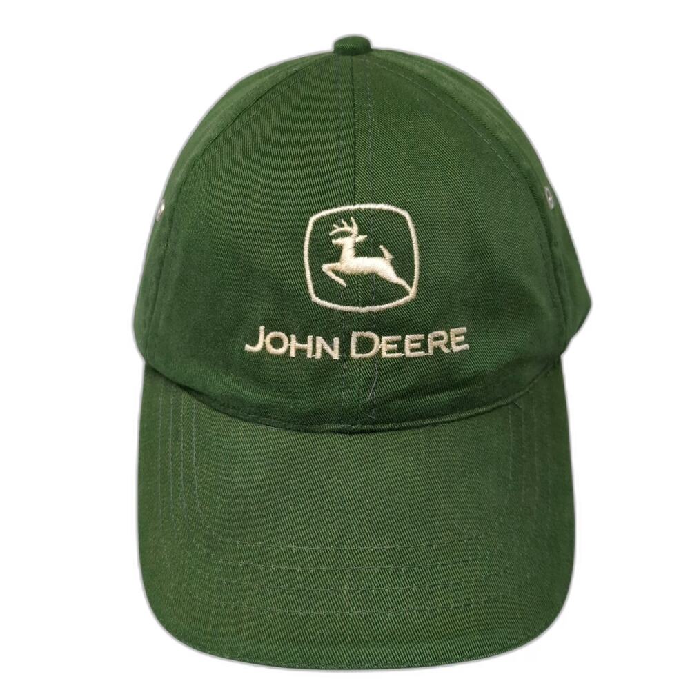 KC Caps John Deere Baseball Cap Green One Size Hat Slideback Logo Sandwich Brim